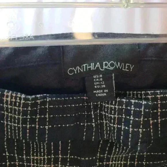 Cynthia Rowley Plaid Pattern Black and White Dress Pants - Picture 3 of 3